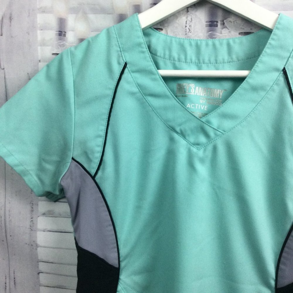 Grey’s Anatomy Active Scrub Top Mint Green XS - Picture 2 of 6